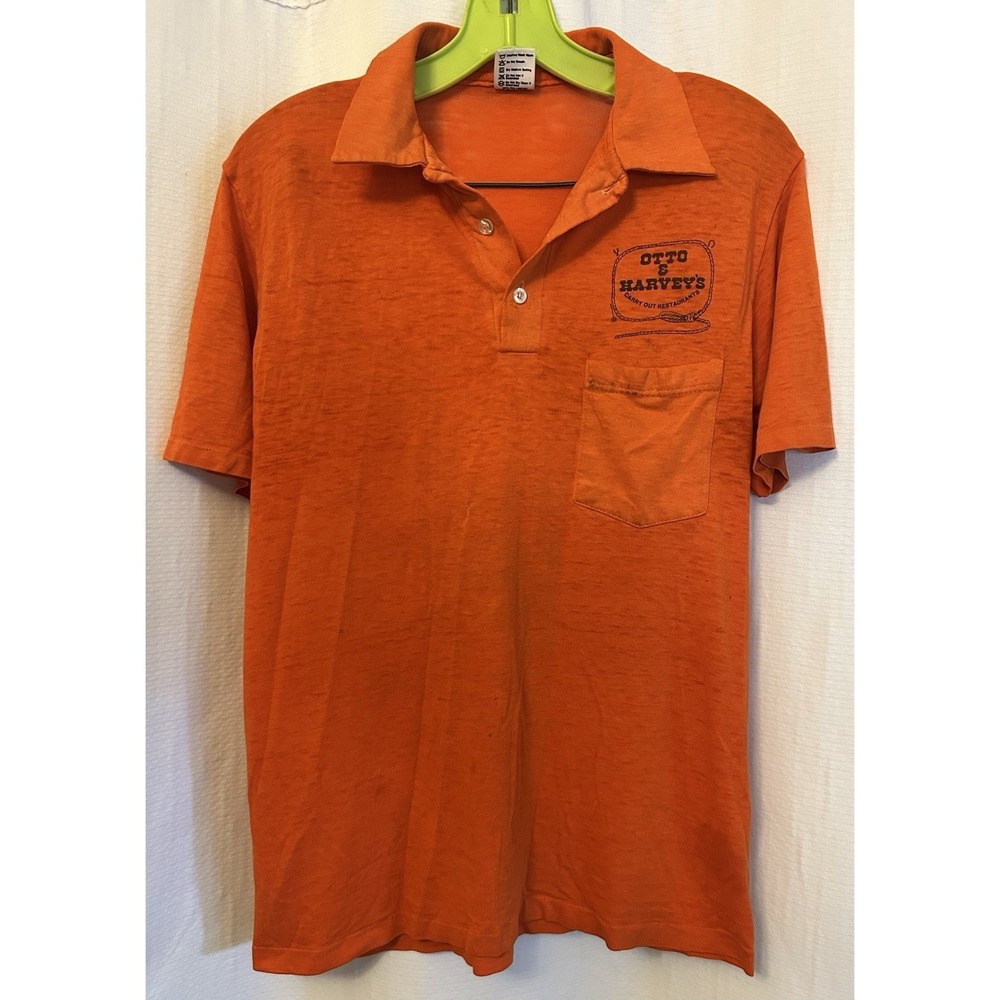 Vtg 70s 80s Otto & Harvey's Restaurant Uniform Shirt M